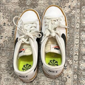 Nike Kids White and Black Sneakers with Yellow Accents